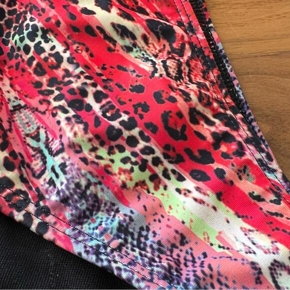 MatteSwim Deep V Plunge Belted Colorful 1pc Swimsuit - Picture 4 of 5